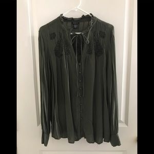 Torrid long sleeve army green blouse